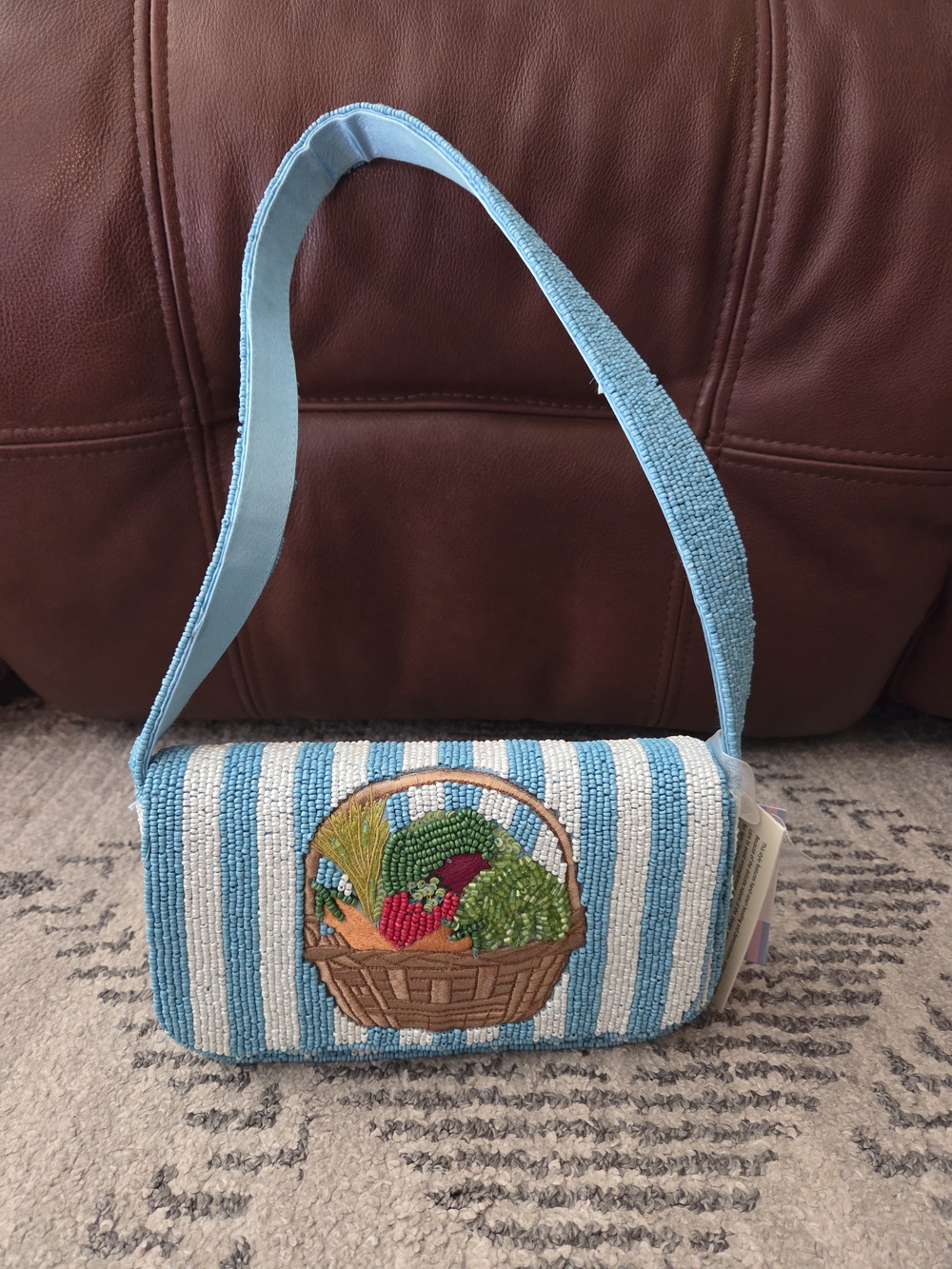 Handmade In India Vegetable Basket Beaded Purse NWT